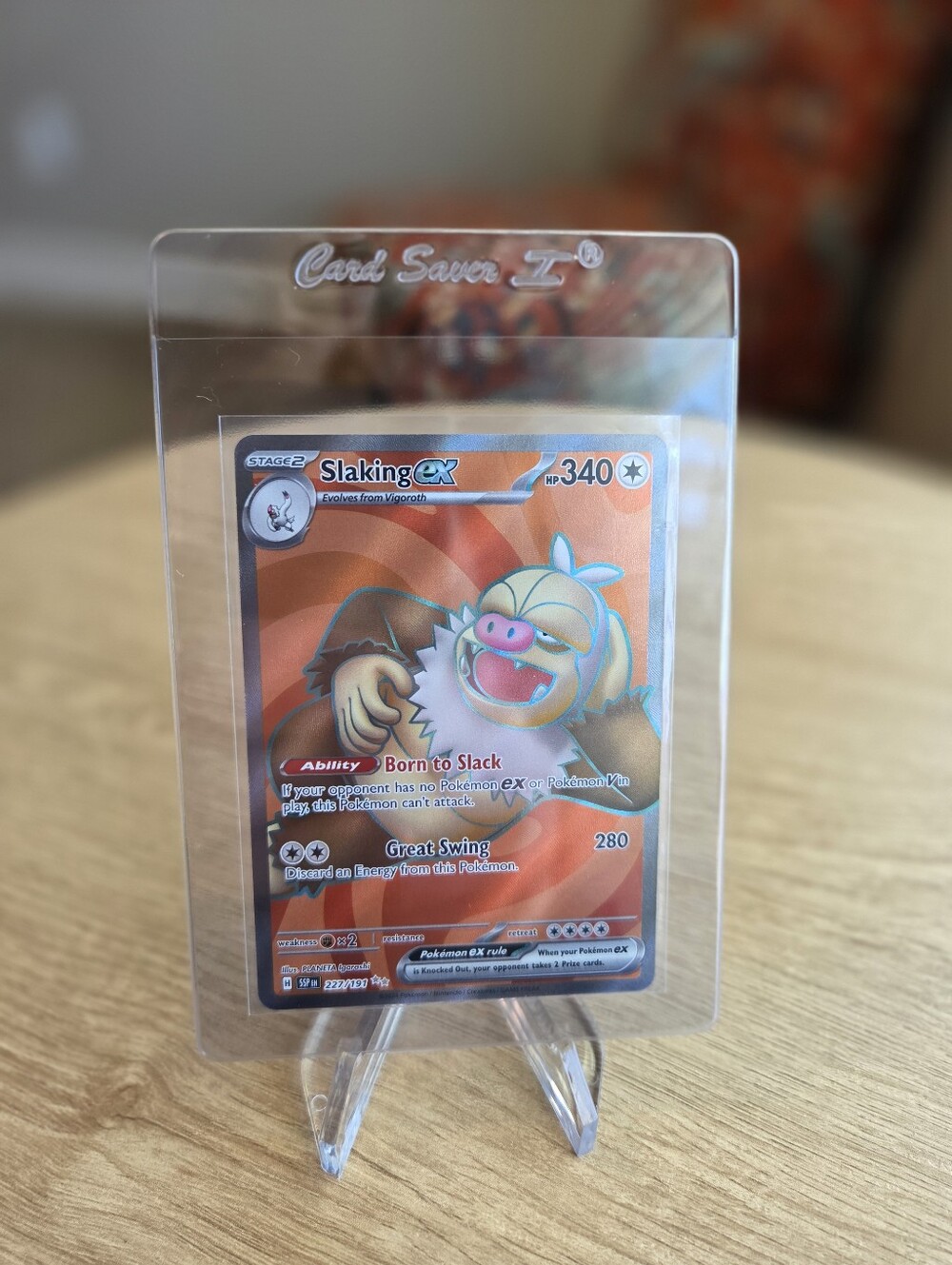 Slaking ex Full Art Pokemon Card Surging Sparks Holographic Trading Card